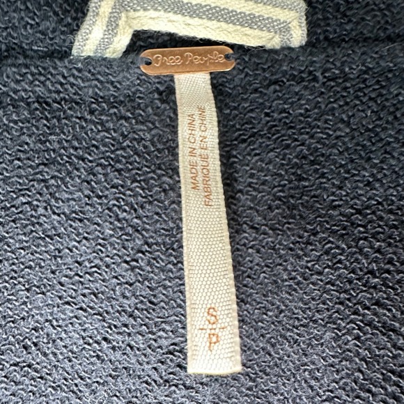 Free People Women's Denim JeanJacket Hooded Distressed Terry‎ Lined Size S - Picture 3 of 12